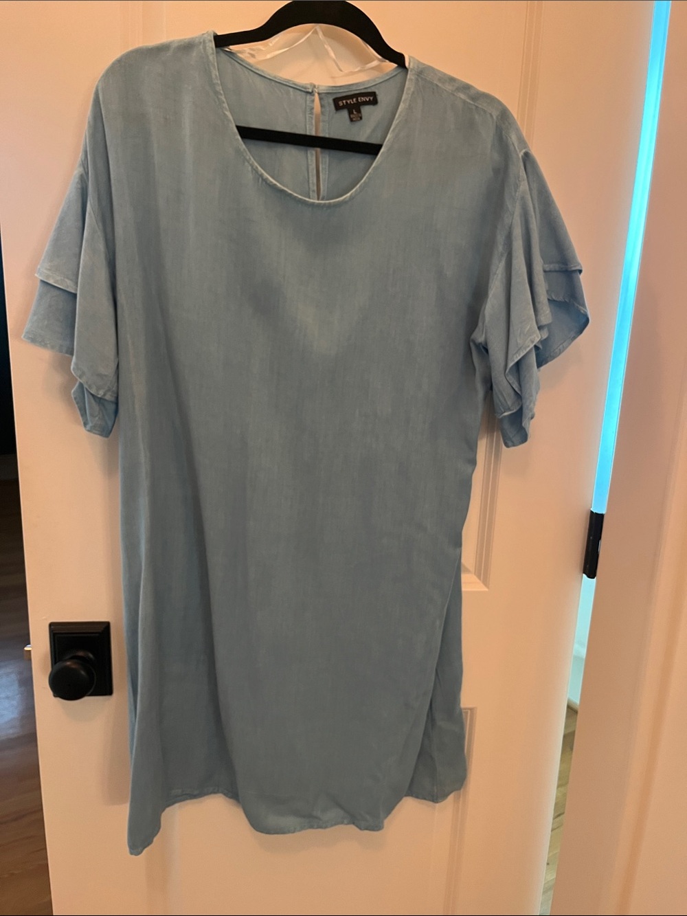 Style Envy Light Blue Short Ruffle Sleeve Tunic/Dress